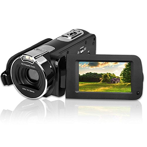 Videokamera DigitalCamcorder, CamKing HDV-312 3,0 Zoll Bildschirm,1080P FHD 24MP Digitalkamera mit 270 Grad Drehbildschirm,Kamera mit 16x Fachem Digitalzoom