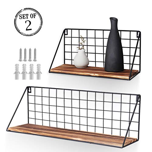 AGSIVO 2 Stück Wandregal Ablage Hängeregal Metall Gitter Regal, Hängeregal Metallregal, Regal für Hängeregal Schweberegal Gitterregal, Küchenregal Badezimmer Ordnung