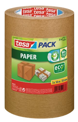 tesa Packband Papier, braun, 50m x 50mm, 3er Pack