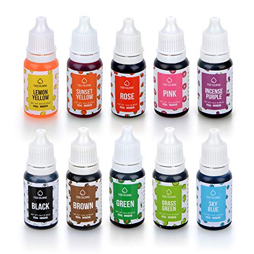 Lebensmittel Farben Set Lebensmittelfarben Flüssige Hochkonzentriert Food Colouring 10erx10ml Lebensmittelfarben Flüssig Set für Kuchen Getränken Backen und Toppings Macaron Donut Süßigkeiten