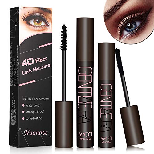 4D Silk Fiber Wimperntusche, 4D Silk Fiber Lash Mascara, Wimperntusche mit Fiber Set, 4D Silk Mascara Waterproof, Wimpernverlängerung Wasserdicht schwarzer Länger Dicker Wimpern