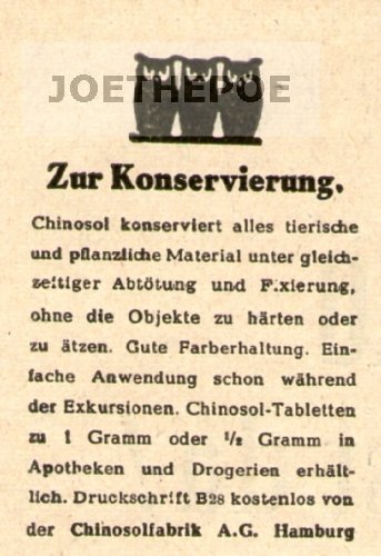 1949 - Anzeige / Inserat : CHINOSOL / ZUR KONSERVIERUNG - Format 45x65 mm - alte Werbung / Originalwerbung/ Printwerbung / Anzeigenwerbung