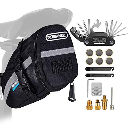 TBoonor Fahrrad Satteltasche mit 16 in 1 Werkzeuge Fahrrad Reparatur Set umfassen Fahhradtasche und Werkzeugsets und Fahrradventil Adapter die Fahrrad-Reparatur für Mountainbikes und Rennräder