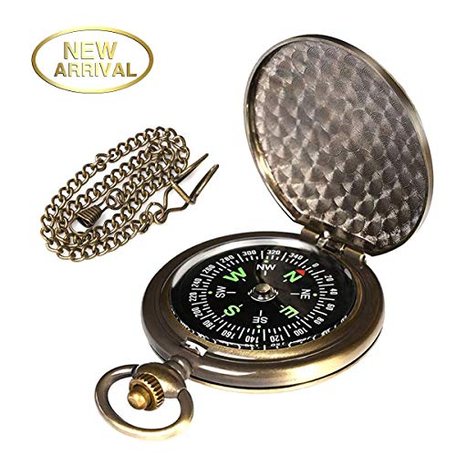 YEFIDER Kompass Outdoor, Wasserdichter Messing Kompass mit Kette, Portable Taschenuhr Kompass, Navigation Tools für Camping, Wandern und andere Outdoor-Aktivitäten