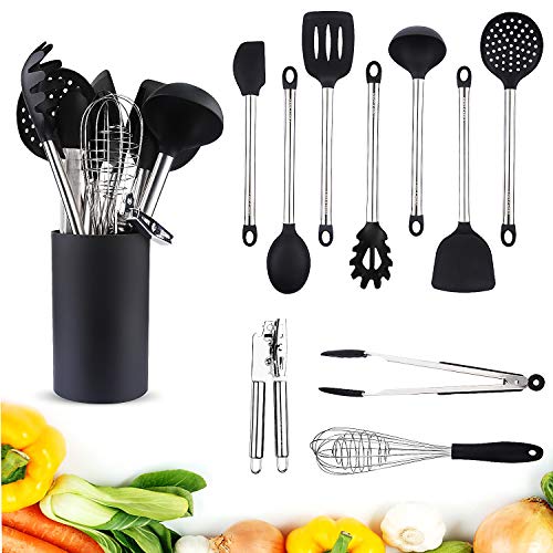 Kochgeschirr Stücke,Kochgeschirr set,11-Stücke Sets von Kochgeschirr mit,küchenhelfer set Edelstahl Küchenutensilien aus Edelstahl,Aufhängen Hitzebeständig Kochbesteck, Schneebesen (11 Teilig)
