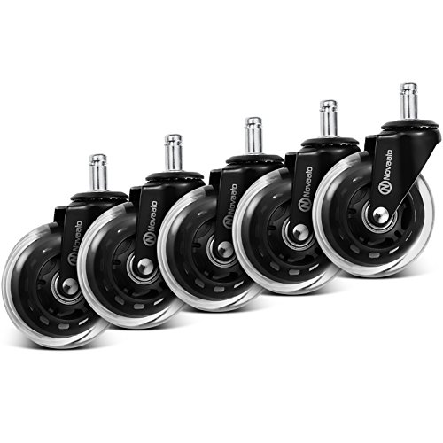 Premium Bürostuhlrollen - 5er Set Leise und leicht gleitende Hartbodenrollen geeignet für die meisten Bürostühle, nie wieder Kratzer auf dem Boden