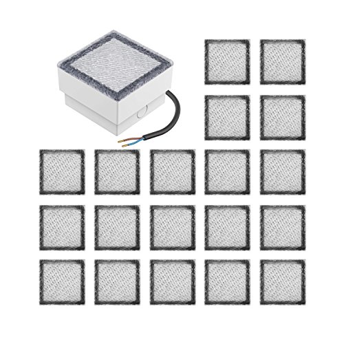 parlat LED Pflasterstein Wegbeleuchtung CUS, 10x10cm, 230V, warm-weiß, 20 Stk.