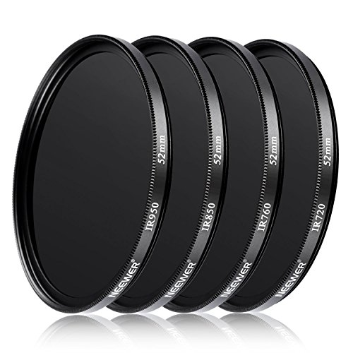 Neewer 4 Stück 52MM Infrarot Röntgen IR Filter Set: IR720, IR760, IR850, IR950 mit Filter Tragetasche für NIKON D7100 D700 D5200 D5100 D500 D3300 D3200 D3000 D90 D80 DSLR-Kameras
