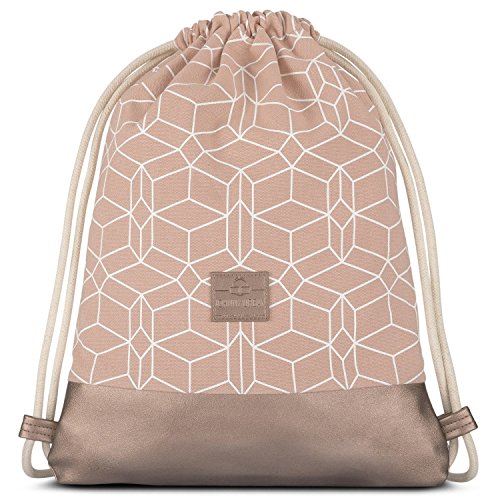 Johnny Urban Turnbeutel Hipster Rose Muster Noah Baumwoll Gymsack Gym Bag Beutel Sportbeutel Rucksack für Damen & Herren mit Innentasche - Aus robuster Baumwolle und veganem Leder