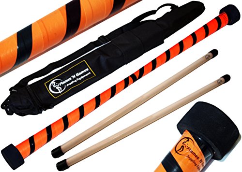 TWIST Devilstick (Orange/Schwarz) inkl. Holz Handstäbe mit 2 mm Silikonmantel + Reisetasche! Flames N Games Devil stick Set Für Kinder und Erwachsene.