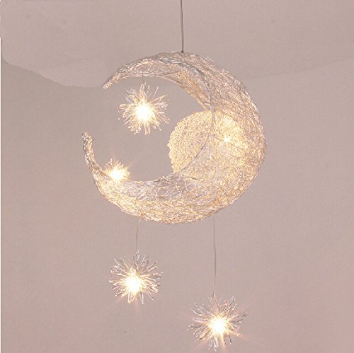 LONFENNER Creative Moon and Stars Pendelleuchte / Deckenleuchte Mond und Sterne, für Kinderzimmer, Wohnzimmer