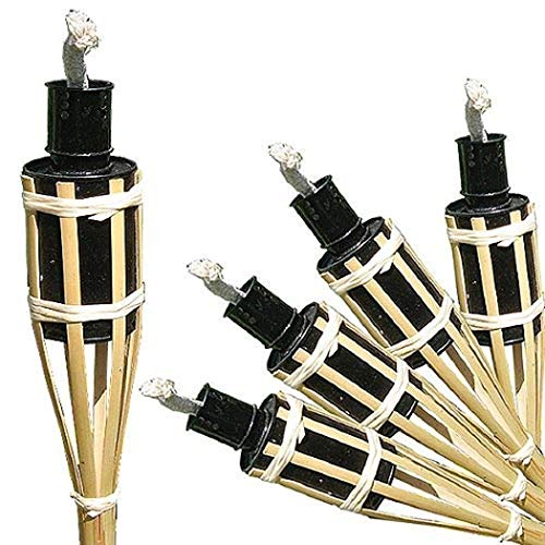 iapyx 16 Stück Gartenfackeln Natur/beige Bambusfackeln Bambus Fackel Öllampen Gartenfackel Partyleuchte 42cm