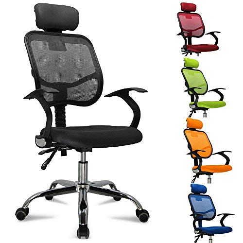 FEMOR Bandscheiben ergonomisches Drehstuhl Bürostuhl Chefsessel sitzkomfort Bürodrehstuhl Binklusive Armlehnen/Stoffbezu- bis 130KG - Höhenverstellung - Farbwahl (Schwarz)