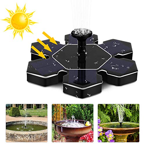 Orlegol Solar Springbrunnen, Outdoor Solar Teichpumpe mit 1.5W Solar Panel Solarpumpe Wasserpumpe Fontäne Schwimmender Brunnen für Gartenteich Springbrunnen Fisch Behälter Kleiner Teich