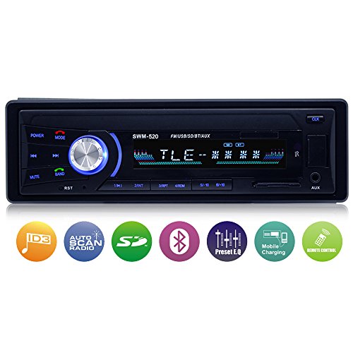 Autoradio mit Bluetooth Freisprecheinrichtung, Single-Din-Universal-Autoradio, AM/FM/USB/TF MP3-Media-Player, Drahtlose Fernbedienung Enthalten