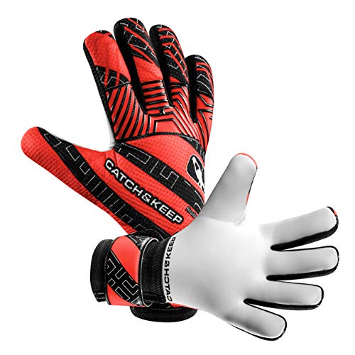 CATCH & KEEP Kralle Junior PRO - Premium Tormannhandschuhe für Kinder - Torwarthandschuhe mit extra starkem Grip (Rot, 7)