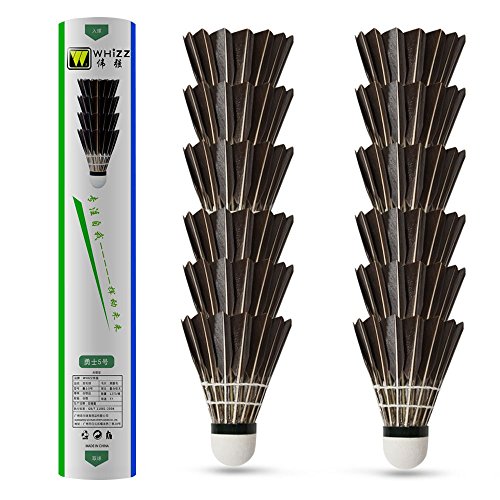 12er-Pack Gänsefeder Badminton Federbälle von Whizz (Schwarz)