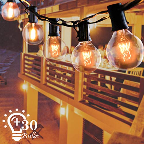 Lichterkette Außen, ALEENUN G40 Globe Lichterkette mit 30 Birnen, 9.6M/32FT Warmweiß, Wasserdicht，Perfekt für Zimmer, Bar, Garten, Balkon, Party (27Birnen mit 3 Ersatzbirnen)