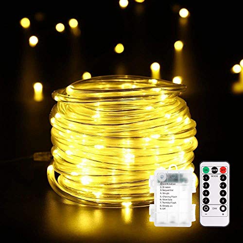 14M 120er LED Lichterschlauch mit Fernbedienung Timer, B-right 8 Modi Led schlauch mit Memory-Funktion für Innen Außen Party Weihnachten, IP67 Lichtschlauch Dekolicht Batteriebetrieben Warmweiß