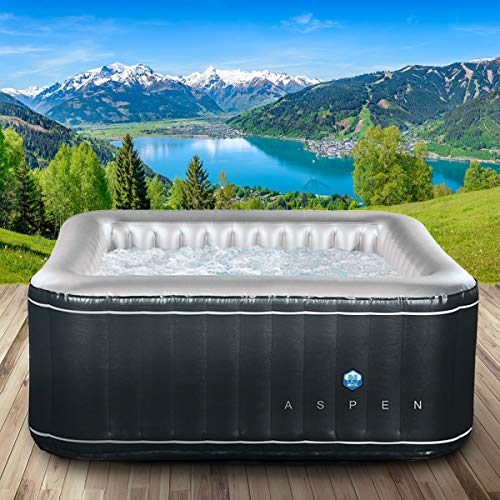 Whirlpool Netspa „ASPEN“ aufblasbar 4 Personen 168x168cm 110 Massagedüsen Heizung Aufblasfunktion per Knopfdruck 700l Wellness Massage