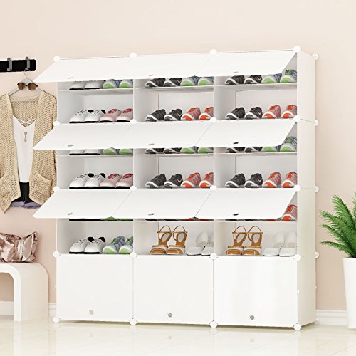 PREMAG Portable Schuhablage Organizer Tower, weiß, modulare Schrankregal für platzsparende, Schuhregal Regale für Schuhe, Stiefel, Hausschuhe 3 * 7