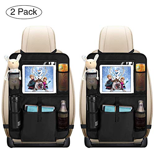 Auto Rückenlehnenschutz, opamoo 2 Stück Auto Rücksitz Organizer für Kinder, Große Taschen und iPad-/Tablet-Fach, Wasserdicht Autositzschoner, Kick-Matten-Schutz für Autositz