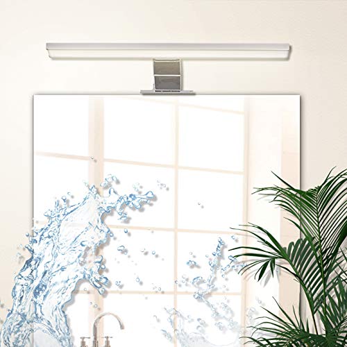 LED Spiegelleuchte 40cm, Wowatt Spiegellampe LED Bad 400mm Badezimmer 2800K Warmweiß Badleuchte IP44 Wandmontage Schanklampe Klemmleuchte Schminklicht Schrankleuchte Aufbau Schrank-Beleuchtung 230V