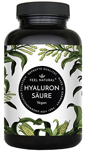 Hyaluronsäure Kapseln - hochdosiert mit 320mg pro Kapsel - 90 Kapseln (3 Monate). Laborgeprüft, ohne Zusätze wie Magnesiumstearat. Hyaluron Molekülgröße 500-700 kDa. Vegan, hergestellt in Deutschland