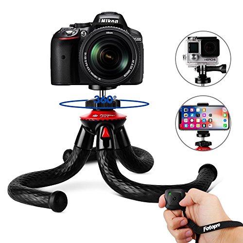 Fotopro Handy Stativ, iPhone Stativ mit Bluetooth Fernbedienung, Telefonhalterung Adapter, Gopro Adapter für iPhone, Smartphone, Kamera, Gopro