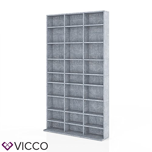CD Regal CD Schrank CD Ständer Platz für 1.080 CDs oder 504 DVDs in drei verschiedenen Farben (Beton)