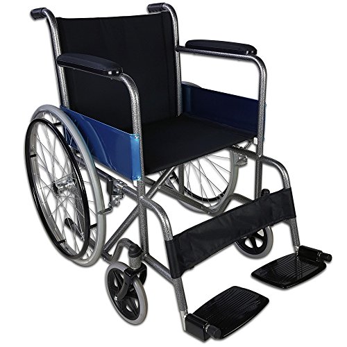 Zusammenfaltbarer Rollstuhl aus Stahl, Modell Alcázar | Sitzbreite: 46 cm | Höhe: 86 cm | Maximale Belastbarkeit: 100 kg