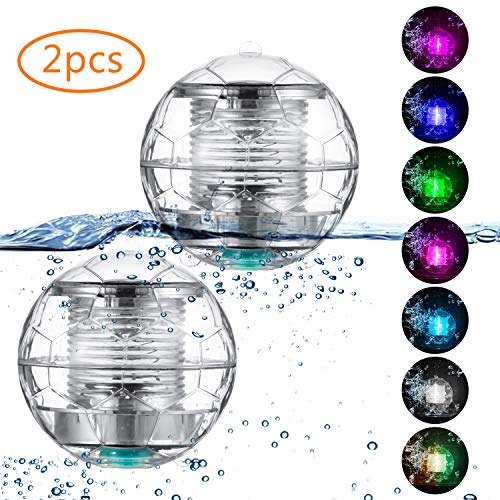 2 Stück Solar Schwimmende Pool Licht, Poolbeleuchtung Wasser Schwimmende Lampen Solar Schwimmkugel Wasserlicht Teichbeleuchtung Farbwechse für Garten Baum Teich Swimming Pool