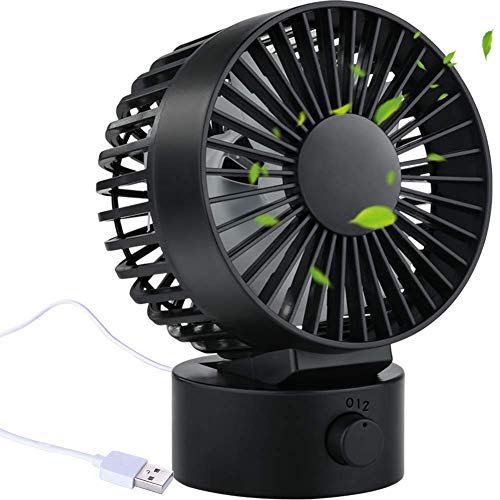 AYOUYA USB Mini Ventilator Tischventilator mit Standfuß & Einstellbaren Winkel, 2 Geschwindigkeiten, Leises Betriebsgeräusch und Laufruhig Schwarz