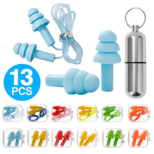 Ohrstöpsel für Gehörschutz, 12 Paar Gehörschutzstöpsel - SNR 31dB, aus wiederverwendbar Silikon, wasserdicht, weich - Gehörschutz zum Schlafen & für Flugzeuge - Gehörschutz Ohrstöpsel mit Tragbar Box