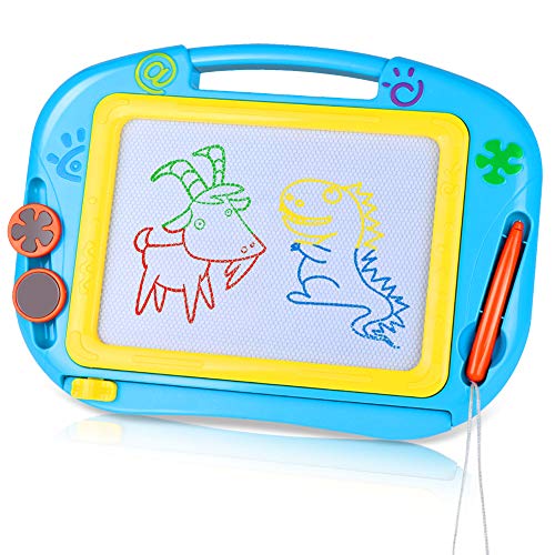 TTMOW Zaubertafel Kinder Maltafel für Kinder ab 2 ab 3 mit Magnetische Stempel Lerntafel Reißbrett Kindergeschenk (Blau)