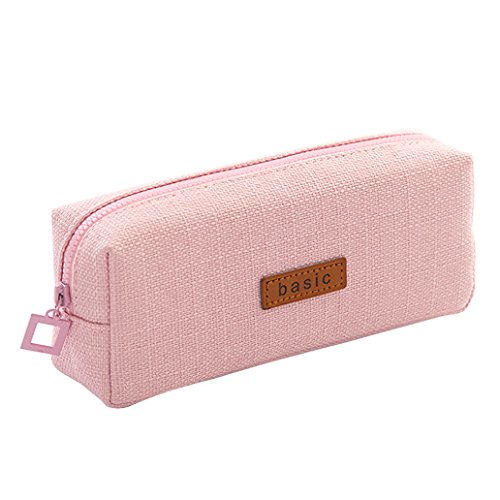 iSuperb Studenten Mäppchen Klein Federmäppchen kinder Schulmäppchen für Mädchen, Junge, Teenager Einfarbig 19,8 x 8 x 5cm (Rosa)
