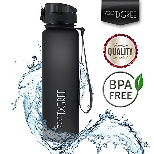 Trinkflasche 'uberBottle' von 720°DGREE - Wasserflasche aus Tritan 1l | Neuartige Flasche | Water Bottle - BPA Frei | Ideale Sportflasche für Kinder, Fitness, Fitnessstudio, Fahrrad, Sport, Fussball, Kindergarten, Kleinkinder | Auslaufsichere Fahrradflasche, Wasser Flasche, Sporttrinkflasche Inkl. Frucht Sieb für Fruchtschorlen | +Bonus Abstract