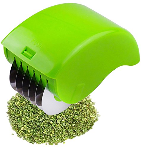 Justdolife Kraut Fleischwolf Gemüseschneider Edelstahl Klingen Scallion Chive Mint Cutter mit Handschutz
