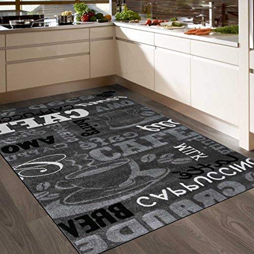 Teppich Modern Sisal Optik Küchenteppich Küchenläufer Coffee Grau Weiss Schwarz Töne spiegelverkehrt 80x150 cm