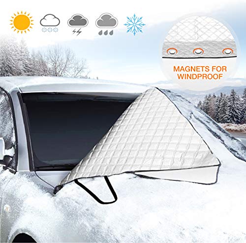 isimsus Windschutzscheibe Abdeckung, Winterabdeckung Auto Scheibenabdeckung Frostabdeckung Magnet Faltbare Abnehmbare Eisschutzfolie Frontscheibe Abdeckung Winterschutz für Winter (183 * 116cm)