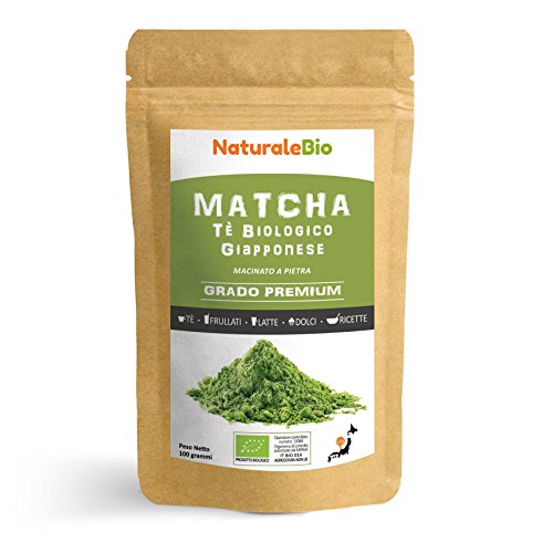 Matcha Tee Pulver Bio [ Premium-Qualität ] 100 GR | Original Green Tea aus Japan | Japanischer Matcha Ideal zum Trinken | Grüntee-Pulver für Matcha Latte, Matcha Smoothies, Matcha-Getränk | Tee hergestellt in Japan Uji, Kyoto | NATURALEBIO