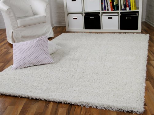 Aloha Hochflor Langflor Shaggy Teppich Weiß Creme - Sofort Lieferbar in 8 Größen