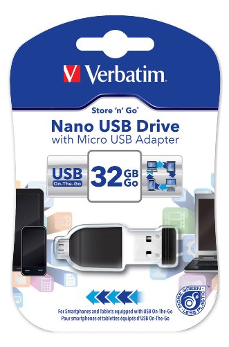 Verbatim 49822 32 GB NANO USB-Laufwerk mit Micro-USB-Adapter