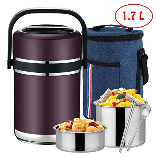 CYANNAN Auslaufsicherer Edelstahl Isolierbehälter Essenbehälter Foodbehälter Für Essen Und Flüssigkeiten, Isoliertes Lunchbox Fass Thermobehälter Warmhaltebox,Purple
