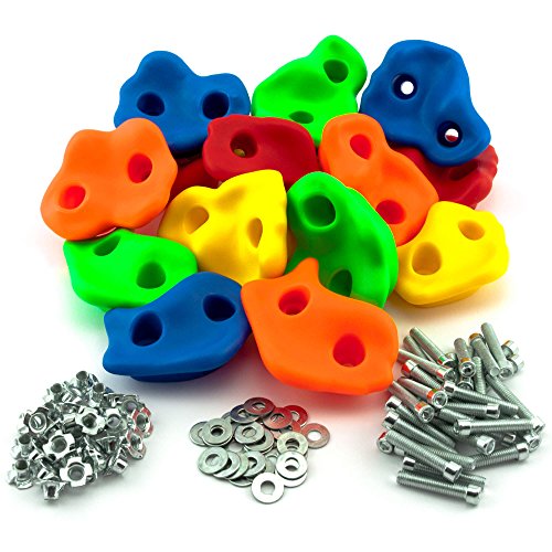 GO!elements 15 Stück Klettergriffe Kinder Set Outdoor inkl. Befestigungsmaterial | Indoor Klettersteine für Kletterwand | Kids Bouldersteine bunt für Spielturm mit Schrauben