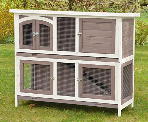 nanook Hasenstall Kaninchenstall Freigehege Balu – Kleintierstall systematisch verbinden und kombinieren nach eigenen Wünschen – 120 x 50 x 104 cm – Taupe/weiß