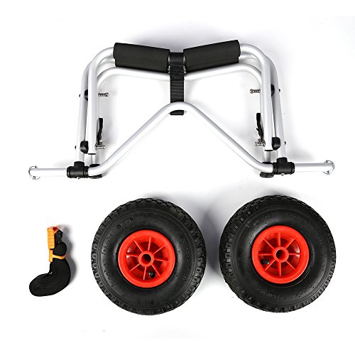 JUEYAN Aluminium Bootswagen Salzwasserresistent Kajakwagen Transport Kanuwagen Zusammengeklappt Slipwagen bis zu 100 KG