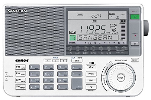 Sangean ATS-909X Weltempfänger (LW/MW/KW/UKW-Tuner, Senderspeicher, ATS, Weltzeituhr, Weckfunktion) inkl. Tasche und Kopfhörer weiß