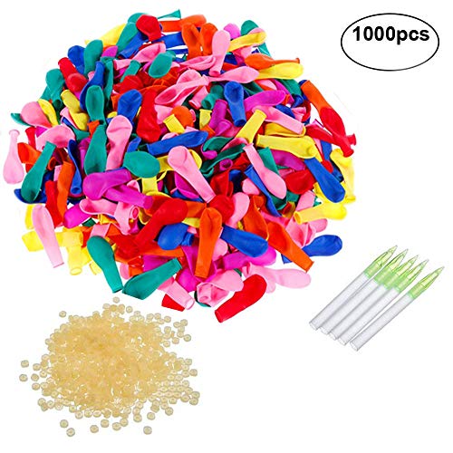 1000 Wasserballons Bunt Gemischt,1000 Gummibänder, 5 Füllen Instrument ,Wasser-Bomben, wasserbomben schnellfüller, Wasserballons Kurzzeitig Füllen Kit