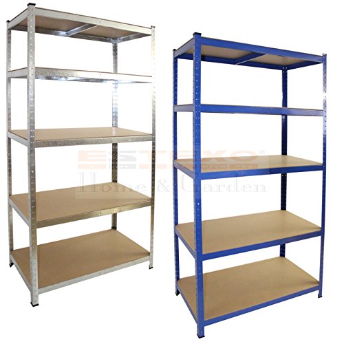 Steckregal 200x100x50 cm / 200x120x60 cm / 200x100x60cm oder 200x120x50 cm- 875 kg - Farbe wählbar - Werkstattregal Kellerregal Schwerlastregal Regal (200x120x50 cm, Verzinkt)